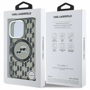 Karl Lagerfeld IML Monogram Karl & Choupette Head MagSafe iPhone 16 Pro Ümbris - must