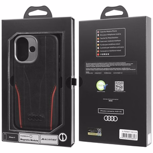 Audi R8 Genuine Leather MagSafe Ümbris jaoks iPhone 17 - Must and Punane