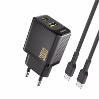 Dudao A27TCEU PD 30W GaN USB-A USB-C seinalaadija USB-C kaabliga - must