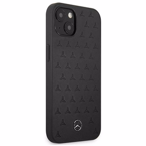 Mercedes nahast tähtede mustriga ümbris iPhone 13 mini jaoks - must