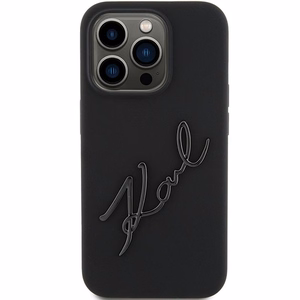 KARL LAGERFELD ümbris jaoks IPHONE 15 Pro KLHCP15LSKSBMCK (Silicone Karl Script Logo) must