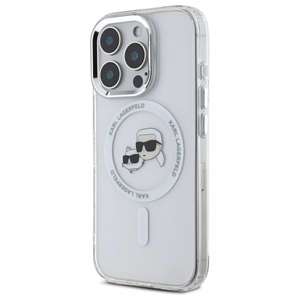 Чехол Karl Lagerfeld IML Metal Karl&Choupette Head MagSafe для iPhone 16 Pro Max (белый)