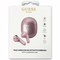 Guess GUTWST82TRU TWS Bluetooth-kõrvaklapid + lilla/lillad kolmnurkse logoga dokkimisjaam