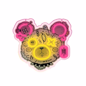 Neon ART LED PUNK TEDDY BEAR roosa-kollane FLA01 Forever Light