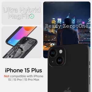 Spigen Ultra Hybrid Mag Ümbris with MagSafe jaoks iPhone 15 Plus - Dark hall (Zero One Pattern)