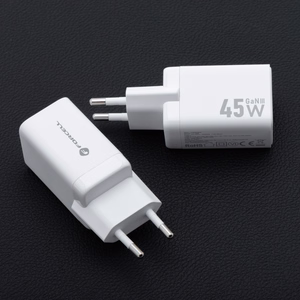 Phone laadija Forcell F-Energy Mini GaN III 2 x USB C PD QC4.0 45W VT-36B valge