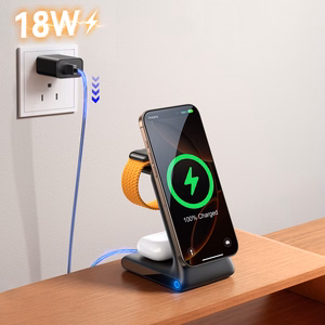 Joyroom JR-W15 Wireless Laadija 3 in 1 Charging Station koos MagSafe - must