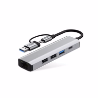 Tech-Protect HB03 HUB Adapter 5in1 USB-C + USB2.0 + USB3.0 + RJ45 - hall
