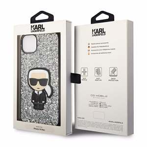 Karl Lagerfeld KLHCP14MGFKPG iPhone 14 Plus 6.7 "hardcase hõbedane / hõbedane Glitter Flakes Ikonik