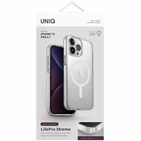 Uniq LifePro Xtreme Magclick Charging Ümbris jaoks iPhone 15 Pro Max - läbipaistev hõbedane