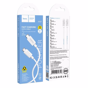 Кабель USB C на USB C Hoco 3A 60W 1 m X107 белый