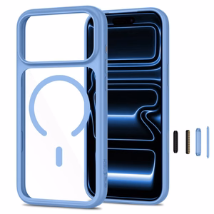 Tech-Protect MagOne CC MagSafe ümbris 2 karastatud klaasiga mudelitele iPhone 18 Pro / 17 Pro, läbipaistev sinine