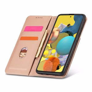 Magnetkaardi ümbris Samsung Galaxy A12 5G ümbris rahakott kaardihoidja roosa