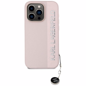 Чехол Karl Lagerfeld Saffiano Rhinestones & Charm для iPhone 15 Pro Max - розовый