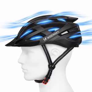 Wozinsky MTB jalgrattakiiver eemaldatava visiiri ja tagumise USB tulega L - must