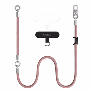 Tech-Protect C10S Crossbody Phone Lanyard (114 cm) + Wrist Strap (31 cm) - Pink Titanium