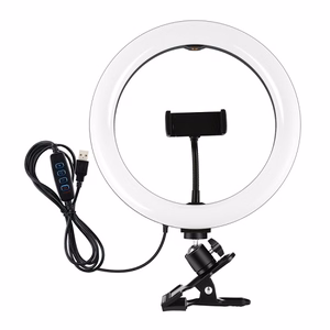 LED rõngasvalgusti 26cm telefoni hoidja ja kinnitusklambriga, USB