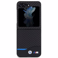 BMW Leather Carbon ümbris jaoks Samsung Galaxy Z Flip 5 - must