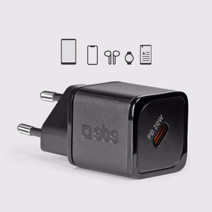SBS TETRGAN1C20K 20W GaN USB-C Wall Laadija koos Power Delivery - must