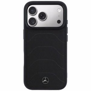 Mercedes Leather Mesh with Bow Line MagSafe ümbris iPhone 17 Pro Max jaoks, must