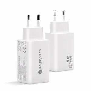 GaN laadija 1 x USB, 2 x USB-C Quick Charge 4+ 65W valge
