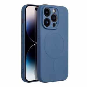 Чехол для iPhone 14 Pro силиконовый Mag Cover совместимый с MagSafe синий