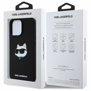 Karl Lagerfeld Silicone Choupette Head Print MagSafe iPhone 16 Pro Ümbris - Must