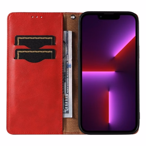 Magnet rihmaga ümbris iPhone 14 Pro Max Flip Wallet Mini Lanyard Stand Punane