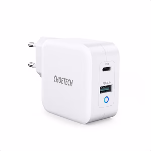 Choetech fast GaN wall Laadija USB Type C PD USB-A QC3.0 65W 3,25A valge (PD8002)