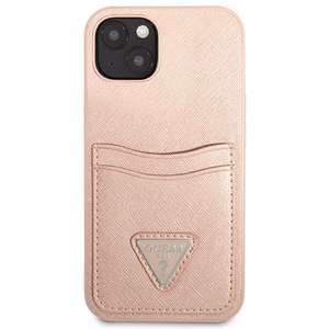 Guess GUHCP13MPSATPP iPhone 13 6.1" розовый/розовый жёсткий чехол SaffianoTriangle Logo Cardslot
