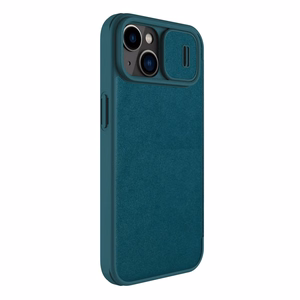 Nillkin Qin Leather Pro Case iPhone 14 Plus с защитой камеры флип-чехол зелёный