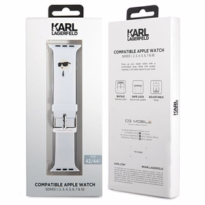 Karl Lagerfeld 3D Rubber Karl Head rihm valge Apple Watch 42/44/45/49mm jaoks