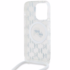 Чехол Karl Lagerfeld IML Crossbody Monogram Karl & Choupette Head MagSafe для iPhone 15 Pro Max - прозрачный