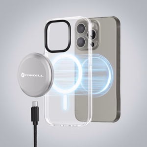 Juhtmevaba laadija Forcell F-Energy Smart Charge USB C Qi2 15W compatible with MagSafe, with detachable kaabel 1,5 m hõbedane