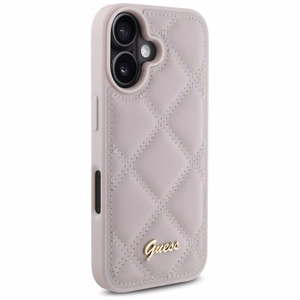 Guess Quilted Metal Logo iPhone 16 Ümbris - roosa