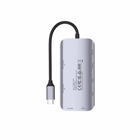 UNITEK aktiivne jaotur USB-C 2X HDMI 4K, RJ45, PD 100W