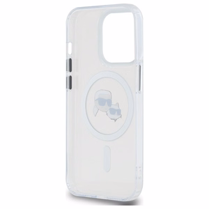 Karl Lagerfeld IML Metal Karl & Choupette Head MagSafe Ümbris jaoks iPhone 14 Pro Max - valge