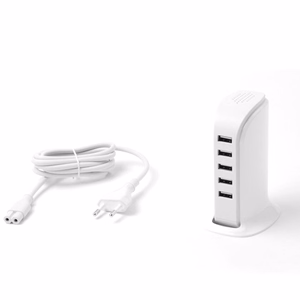 Dudao 5x USB Laadija with built-in EU power kaabel valge (A5EU)