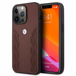 BMW Leather Curve perforeeritud ümbris iPhone 13 Pro / iPhone 13 jaoks - punane