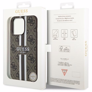 Guess GUHMP13XP4RPSW iPhone 13 Pro Max 6.7" brown/brown hardcase 4G Printed Stripes MagSafe
