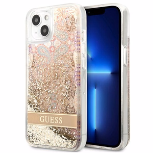 Guess GUHCP13SLFLSD iPhone 13 mini 5.4" kuldne/kuldne kõvakott Paisley Liquid Glitter
