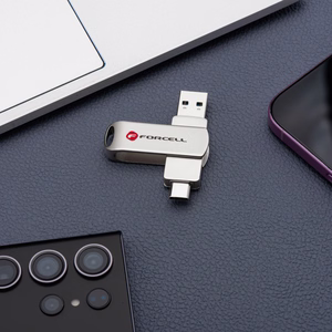 Pendrive 64GB USB 3.2 Gen 1 (USB A / USB C) Forcell F-Data Metal Duo hõbedane