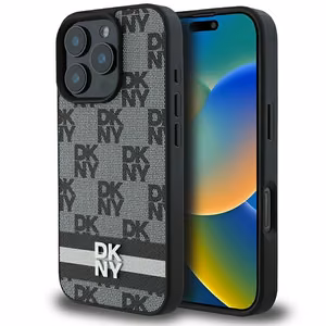 DKNY Checkered Pattern & Printed Stripes Ümbris jaoks iPhone 16 Pro Max - Must