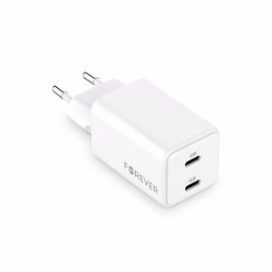 Forever TC-08-45CC GaN PD laadija 2x USB-C 45W valge