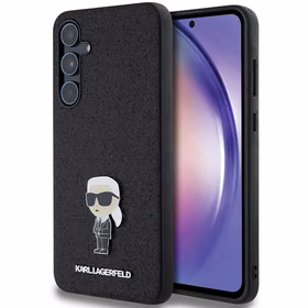 Karl Lagerfeld Fixed Glitter Ikonik Logo Metal Pin ümbris jaoks Samsung Galaxy A55 - must