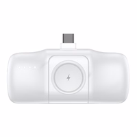 Wozinsky WF16-YCS 5000mAh 15W USB-C mini-toiteallikas sisseehitatud USB-C kaabliga ja Apple Watchi laadijaga - valge