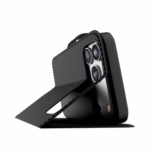 Puro Wallet Stand Ümbris jaoks iPhone 17 Pro Made of Eco-Leather, with a Flap, Wallet, and Stand Function - Must