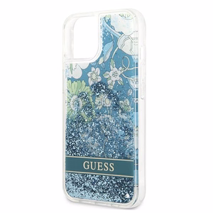 Guess GUHCP13MLFLSN iPhone 13 6.1" зелёный/зелёный жёсткий чехол Flower Liquid Glitter