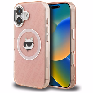 Karl Lagerfeld IML Choupette Head Logo MagSafe iPhone 16 Case - Pink