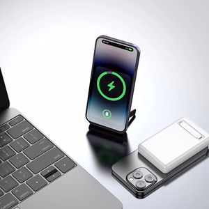 Dudao K14S+ 10000 mAh 22,5 W magnetiline akupank USB-A + USB-C, MagSafe'iga ühilduv, alusega, valge